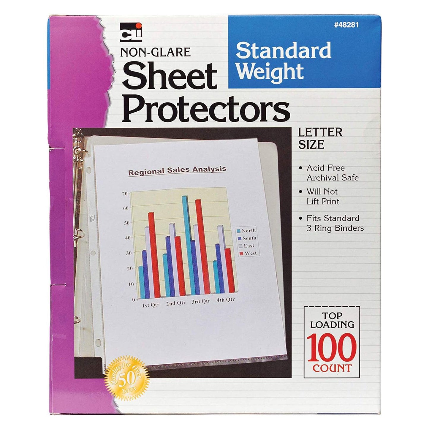 Sheet Protectors, Standard Weight, Letter Size, Non-Glare, 100 Per Box, 2 Boxes - Loomini