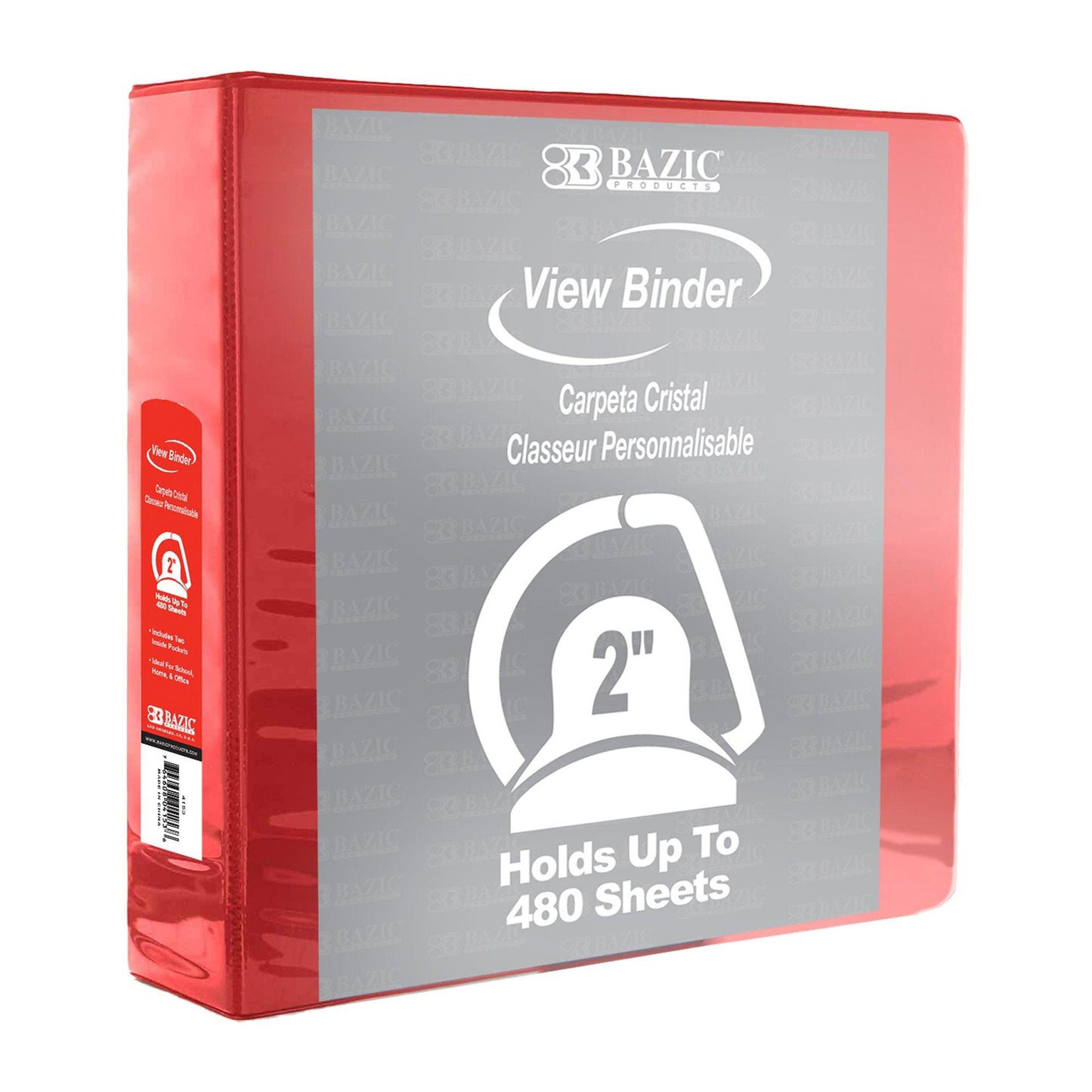 Slant D Ring View Binder with 2 Pockets, 2", Red, Pack of 6 - Loomini
