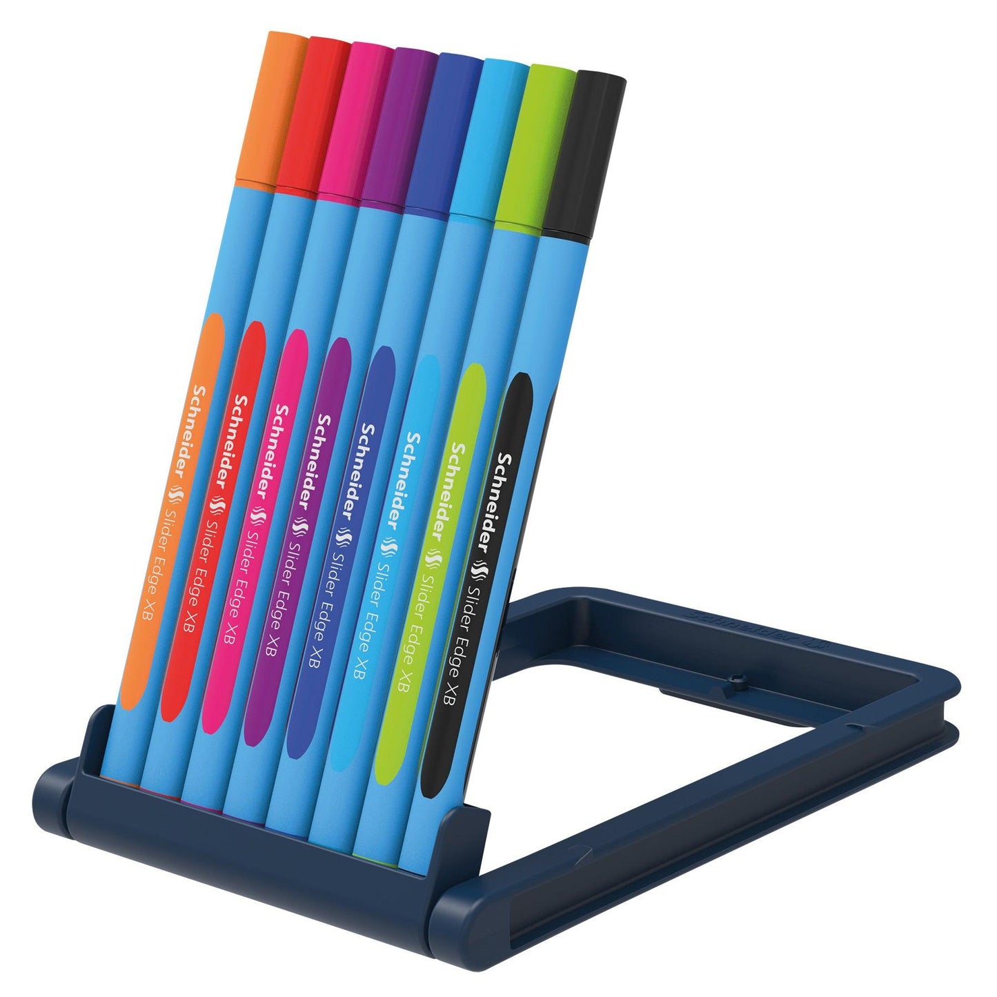 Slider Edge XB Ballpoint Pen, 1.4 mm, 8 Assorted Ink Colors in Adjustable Case Stand - Loomini
