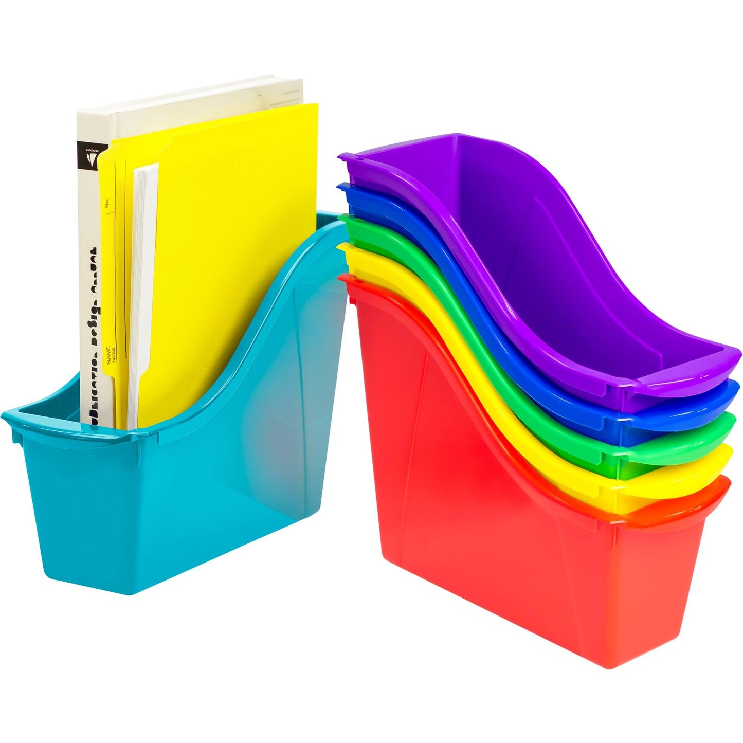 Small Book Bin, Assorted Color, Set of 6 - Loomini