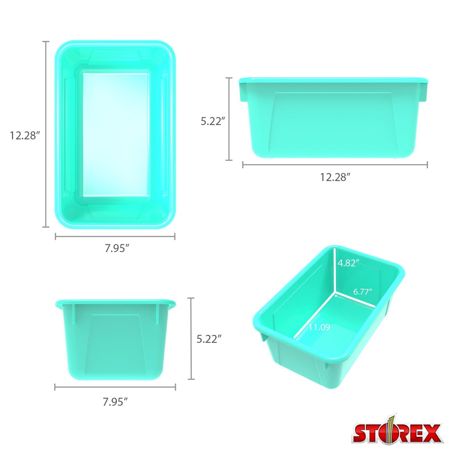 Small Cubby Bin, Teal, Pack of 5 - Loomini