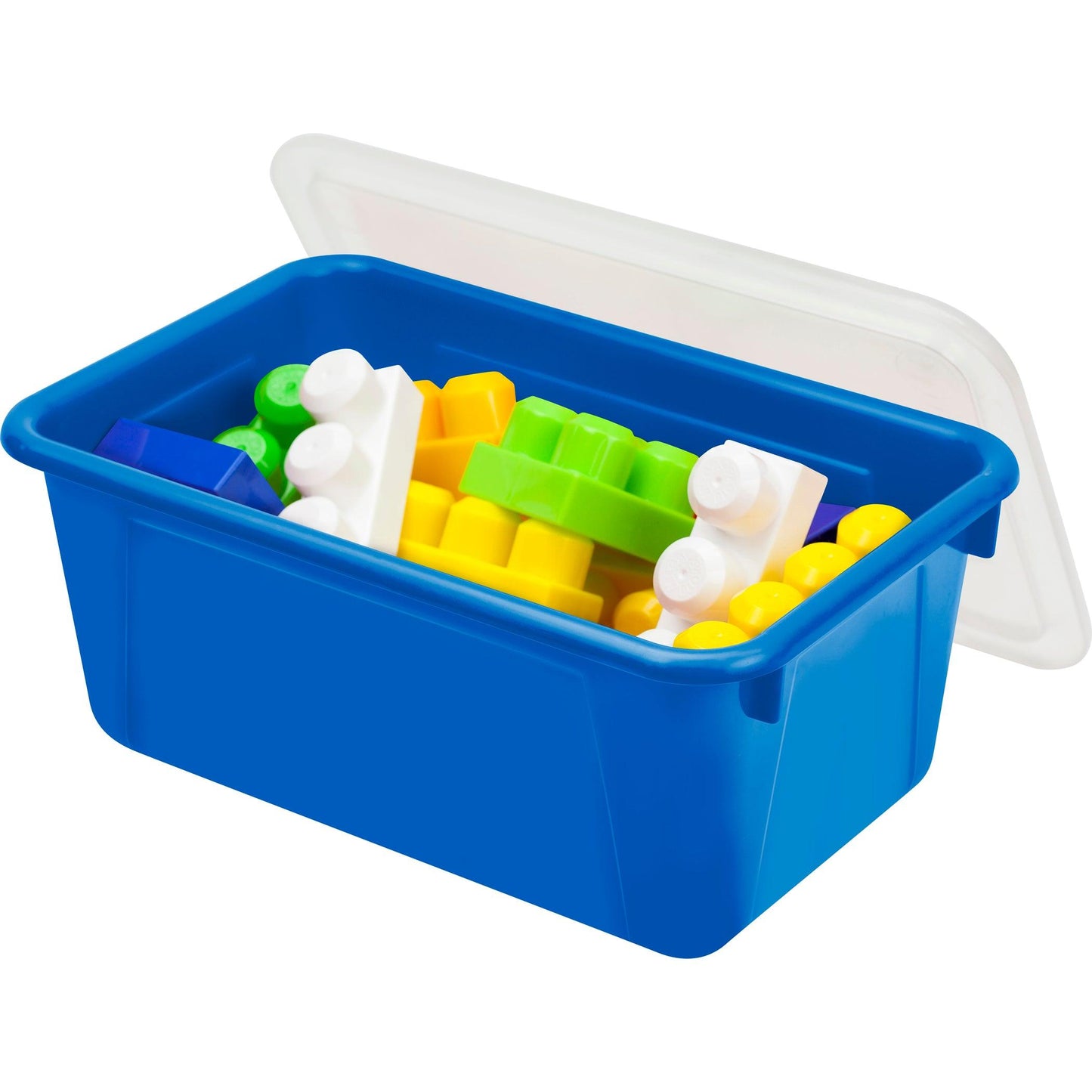 Small Cubby Bin with Cover, Classroom Blue - Loomini