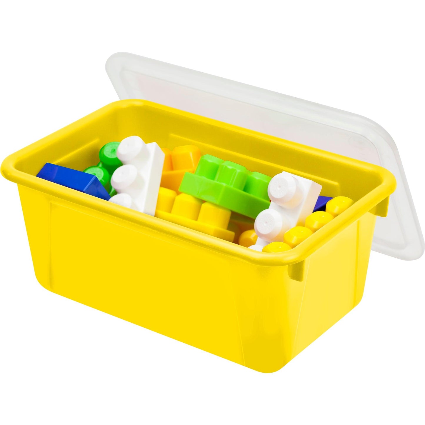 Small Cubby Bin, with Cover, Classroom Yellow, Pack of 2 - Loomini