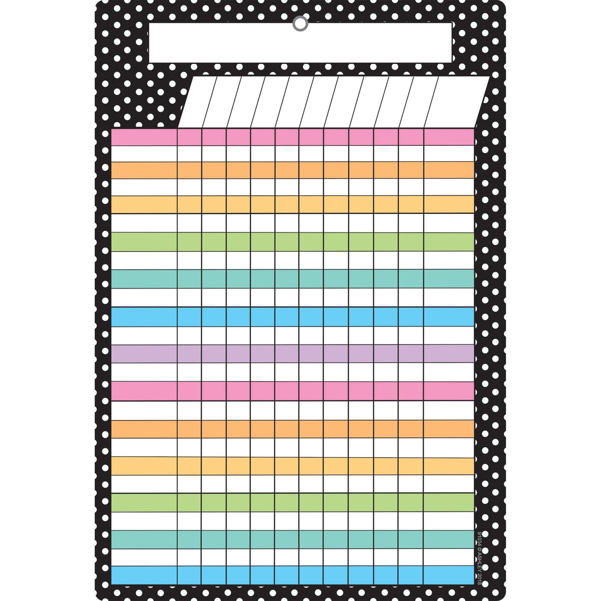 Smart Poly Chart, 13" x 19", B&W Polka Dots Incentive, w/Grommet, Pack of 6 - Loomini