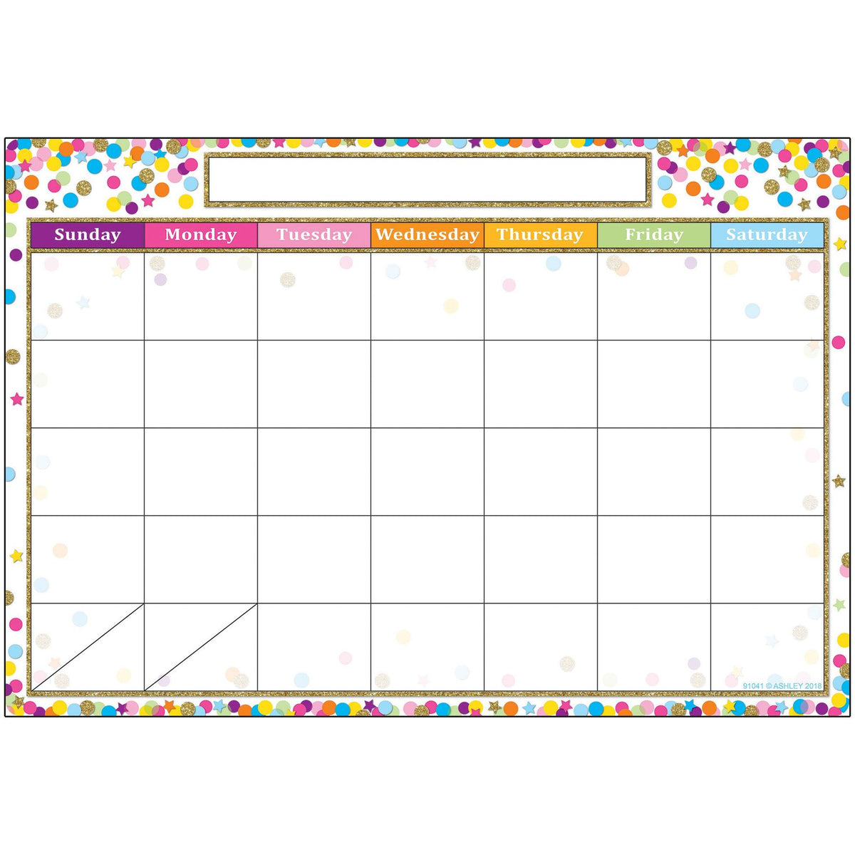 Smart Poly Chart, 13" x 19", Confetti Calendar, Pack of 6 - Loomini