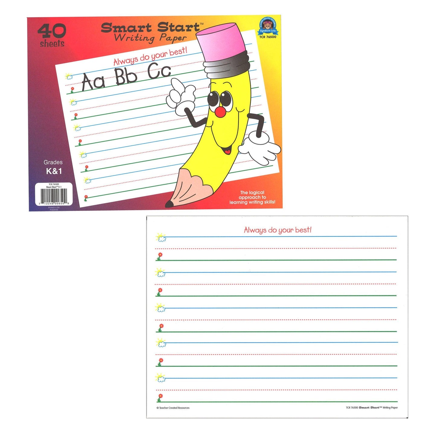 Smart Start K-1 Writing Paper: 40 Sheet Tablet, Pack of 3 - Loomini