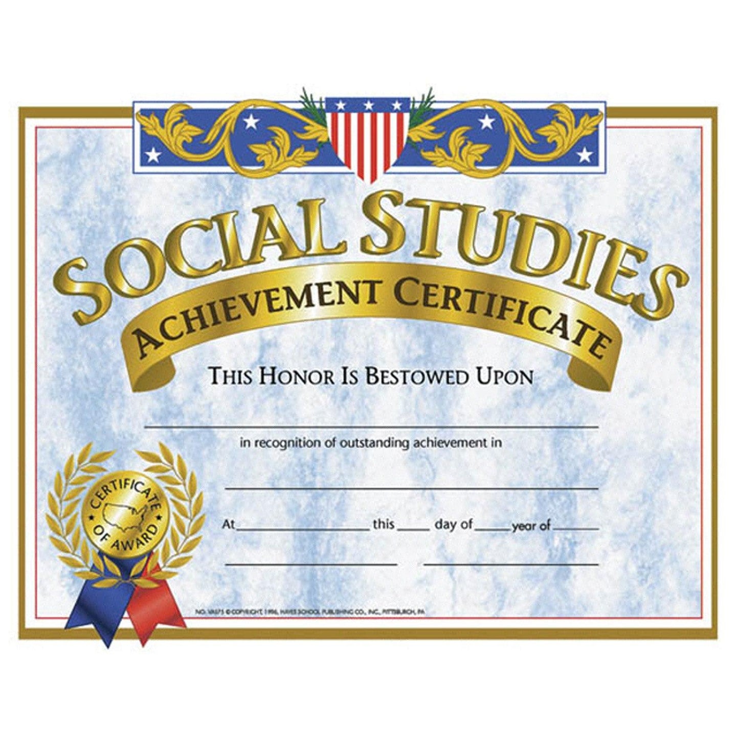 Social Studies Achievement Certificate, 30 Per Pack, 3 Packs - Loomini