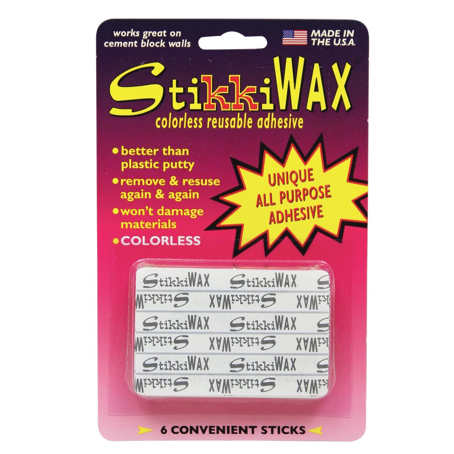 StikkiWAX™ Adhesive Bars/Sticks, 6 Per Pack, 6 Packs - Loomini