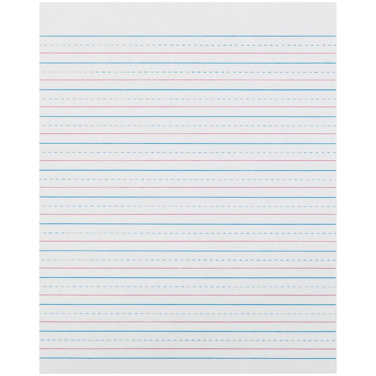 Sulphite Handwriting Paper, Dotted Midline, Grade 2, 1/2" x 1/4" x 1/4" Ruled Short, 8" x 10-1/2", 500 Sheets Per Pack, 2 Packs - Loomini