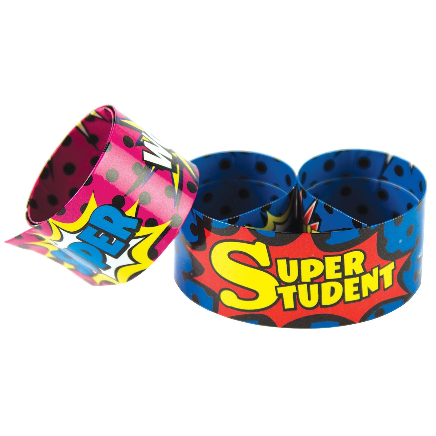 Superhero Super Student Slap Bracelets, 10 Per Pack, 6 Packs - Loomini