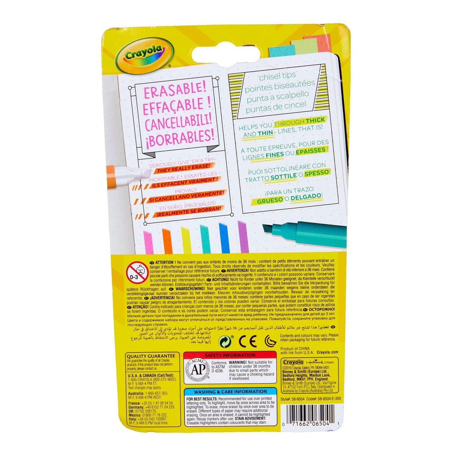 Take Note! Erasable Highlighters, 6 Per Pack, 3 Packs - Loomini