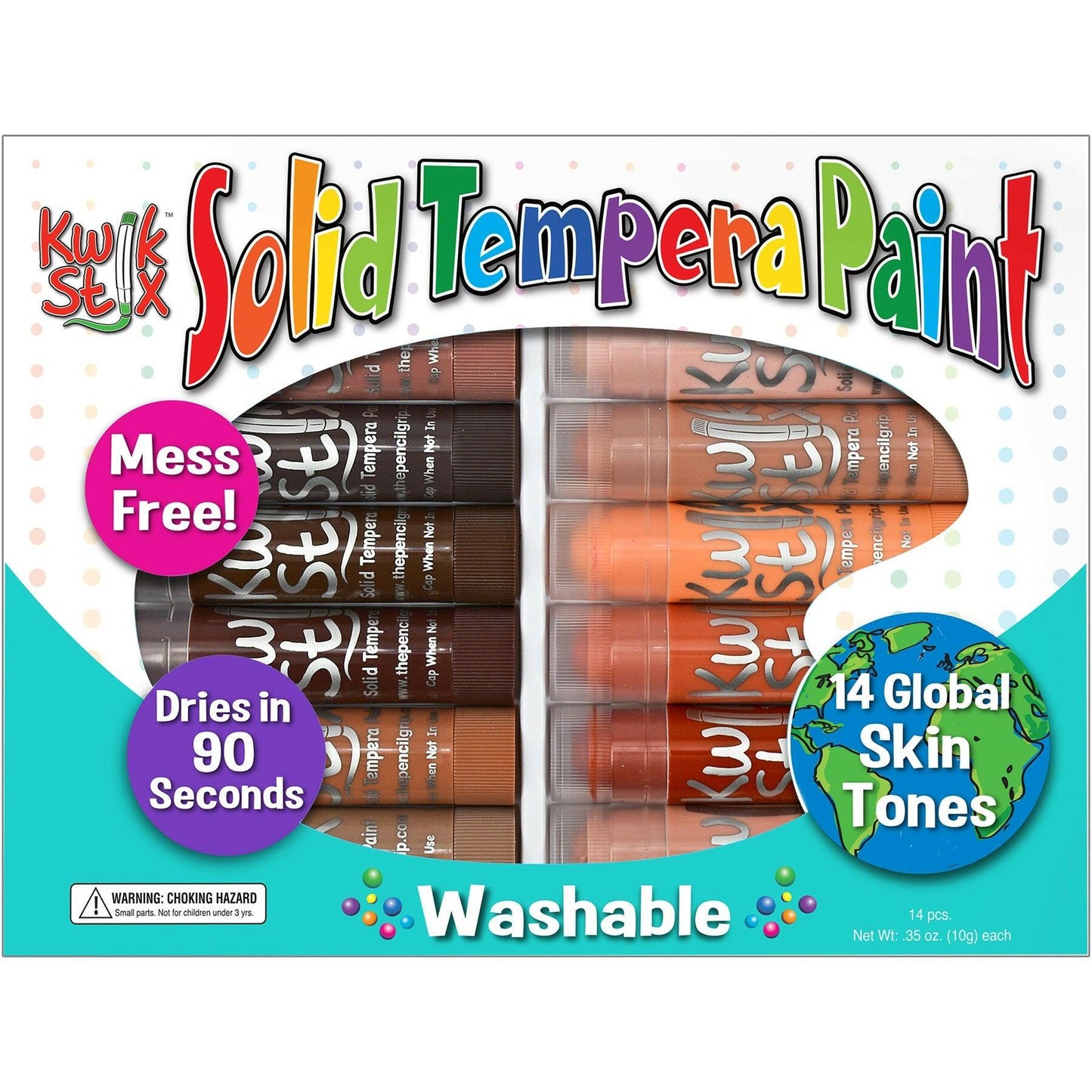 Tempera Paint Sticks Global Skin Tone Set, Pack of 14 - Loomini