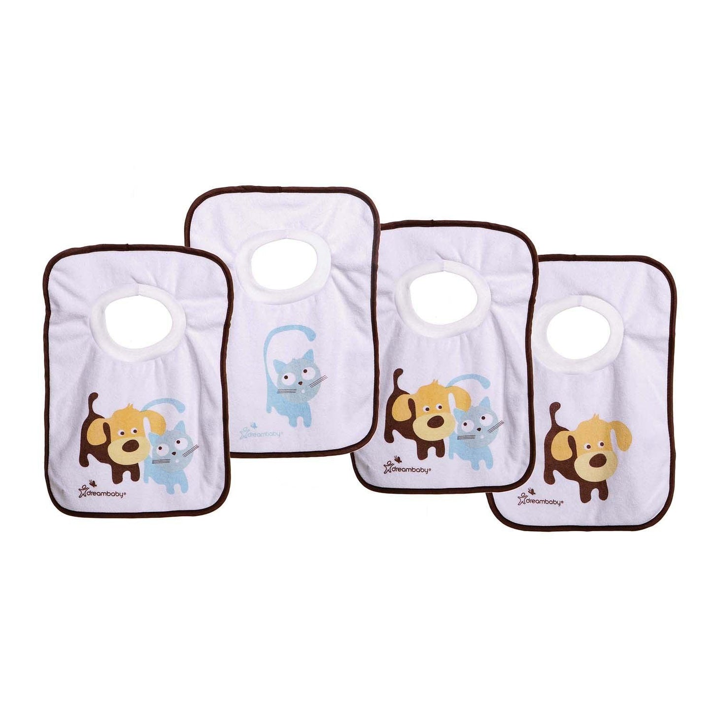 Terry Cloth Pullover Bibs - 4 Pack Cute Pets - Loomini