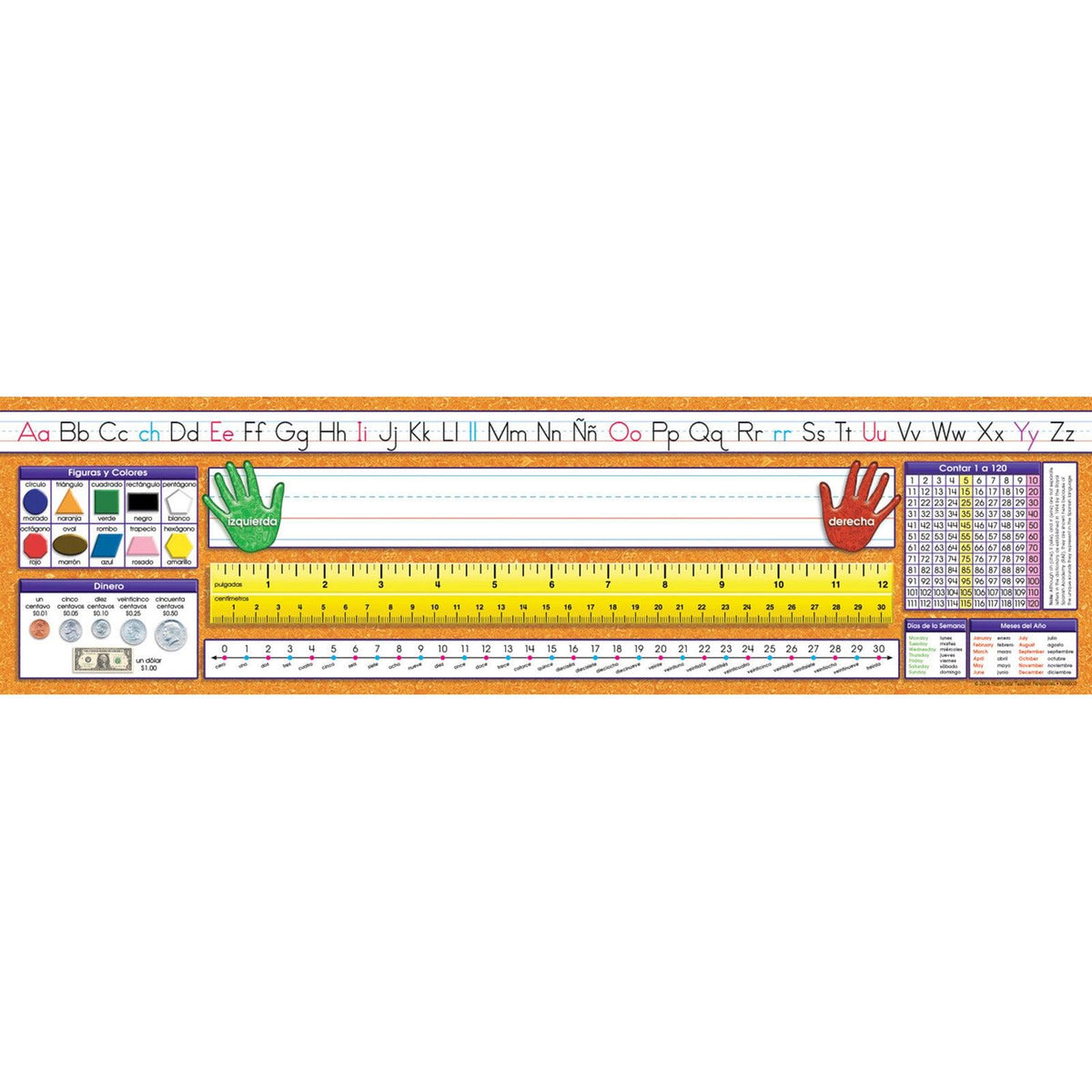 Traditional Manuscript Spanish Desk Plates, 19" x 5", 36 Per Pack, 3 Packs - Loomini