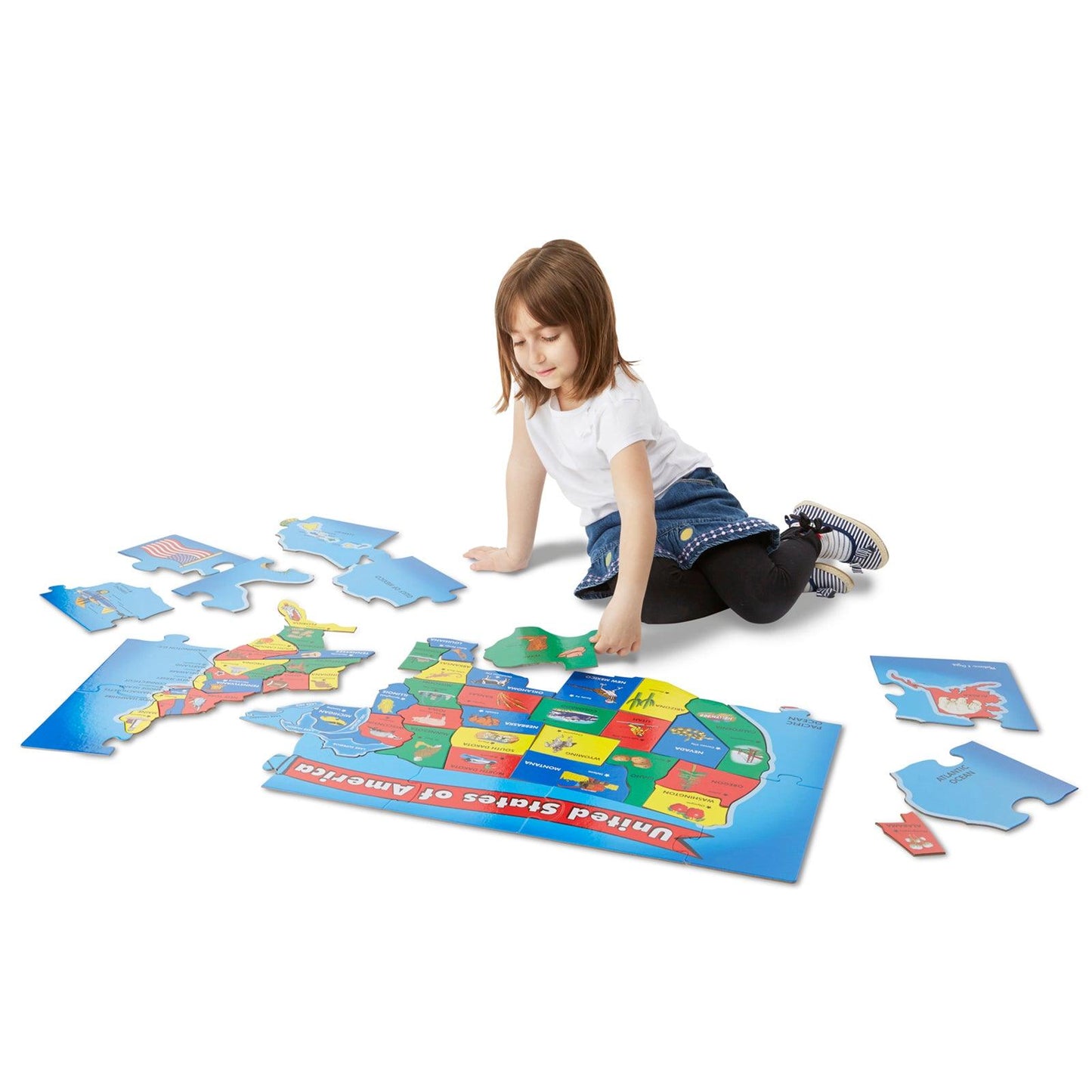 U.S.A. (United States) Map Floor Puzzle - 51 Pieces - Loomini