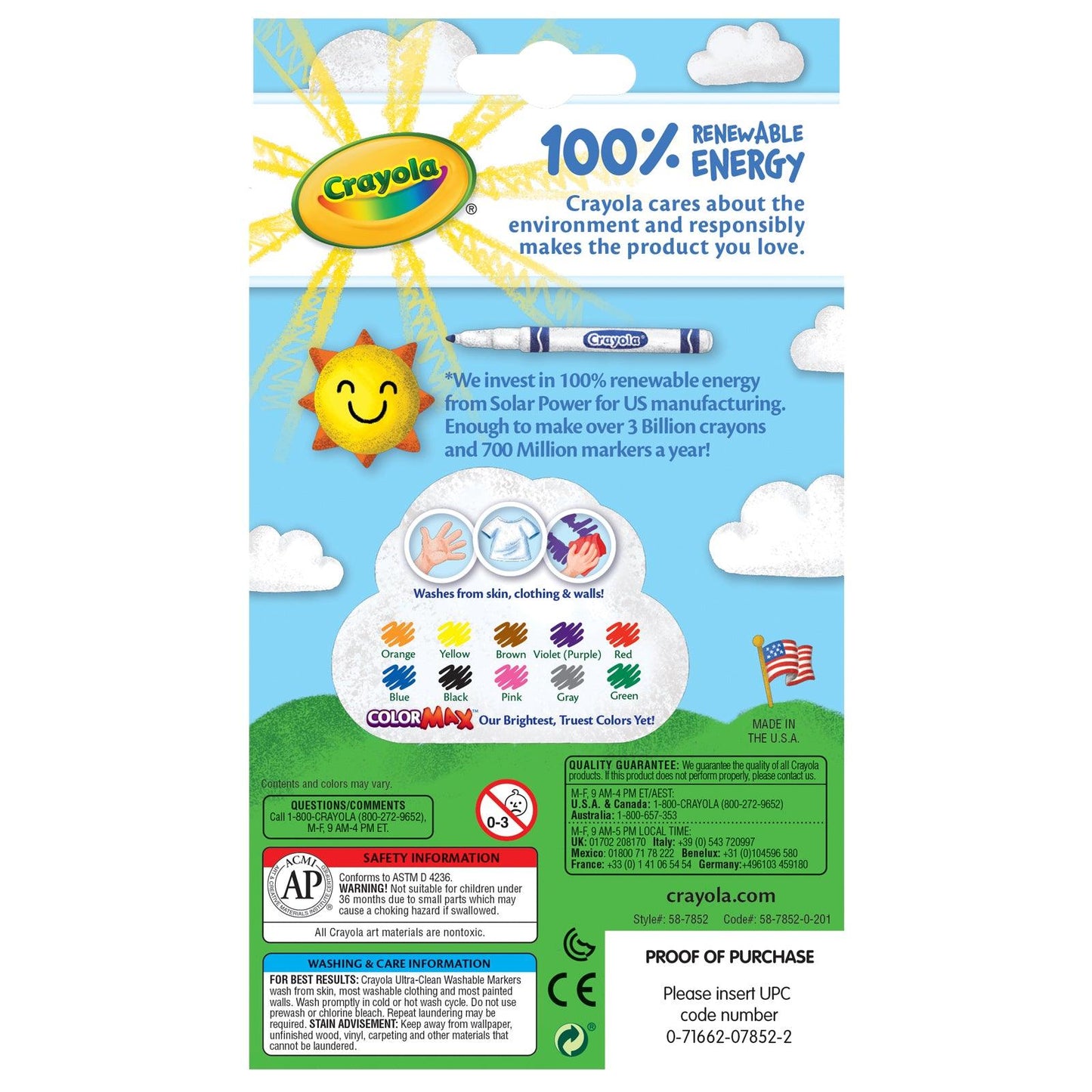 Ultra-Clean Markers, Fine Line, Classic Colors, 10 Per Pack, 6 Packs - Loomini