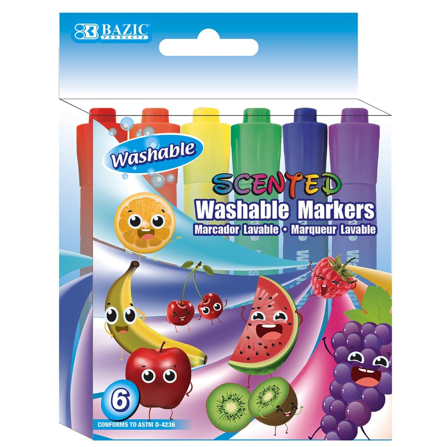 Washable Markers, Scented, 6 Per Pack, 12 Packs - Loomini