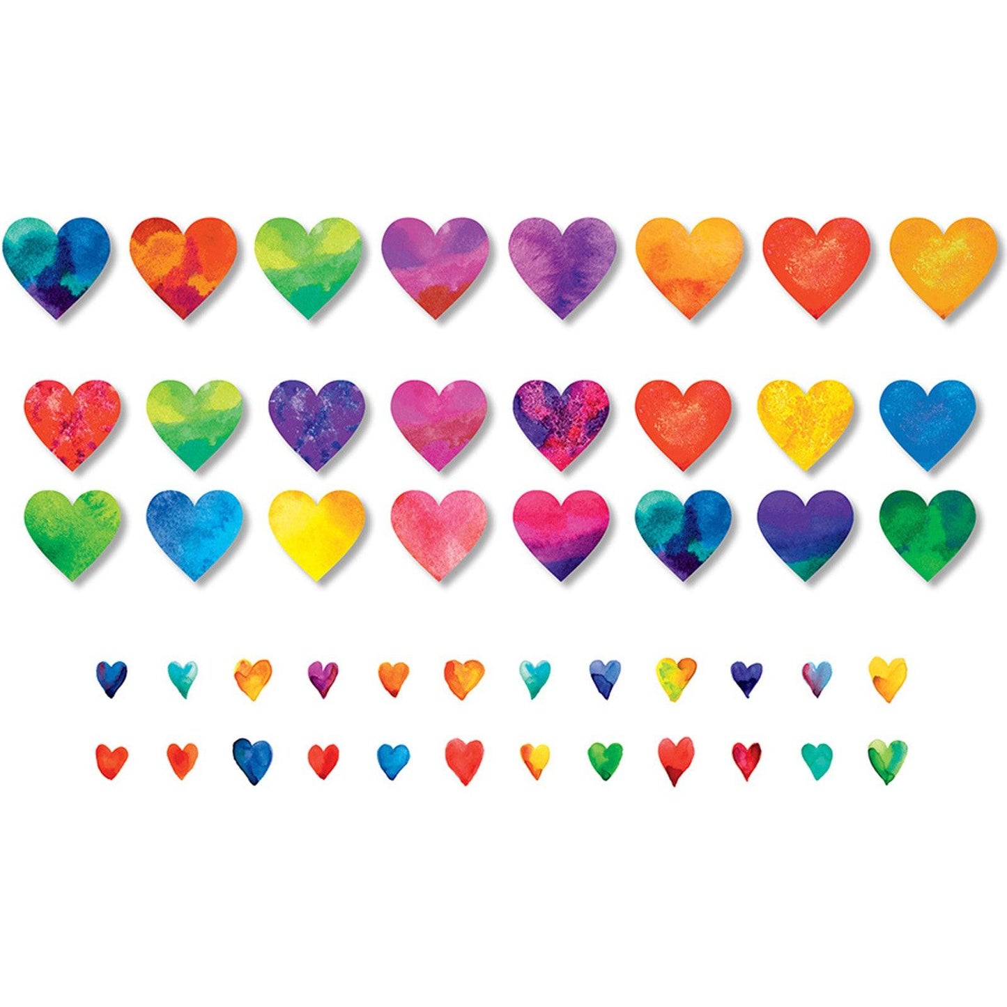 Watercolor Hearts Accents, 48 Per Pack, 6 Packs - Loomini