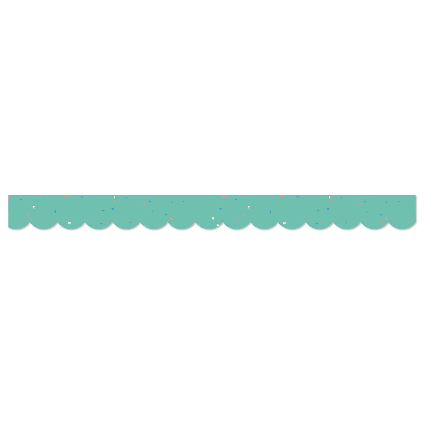 We Belong Speckled Teal Scalloped Borders Per Pack, 39 Feet Per Pack, 6 Packs - Loomini