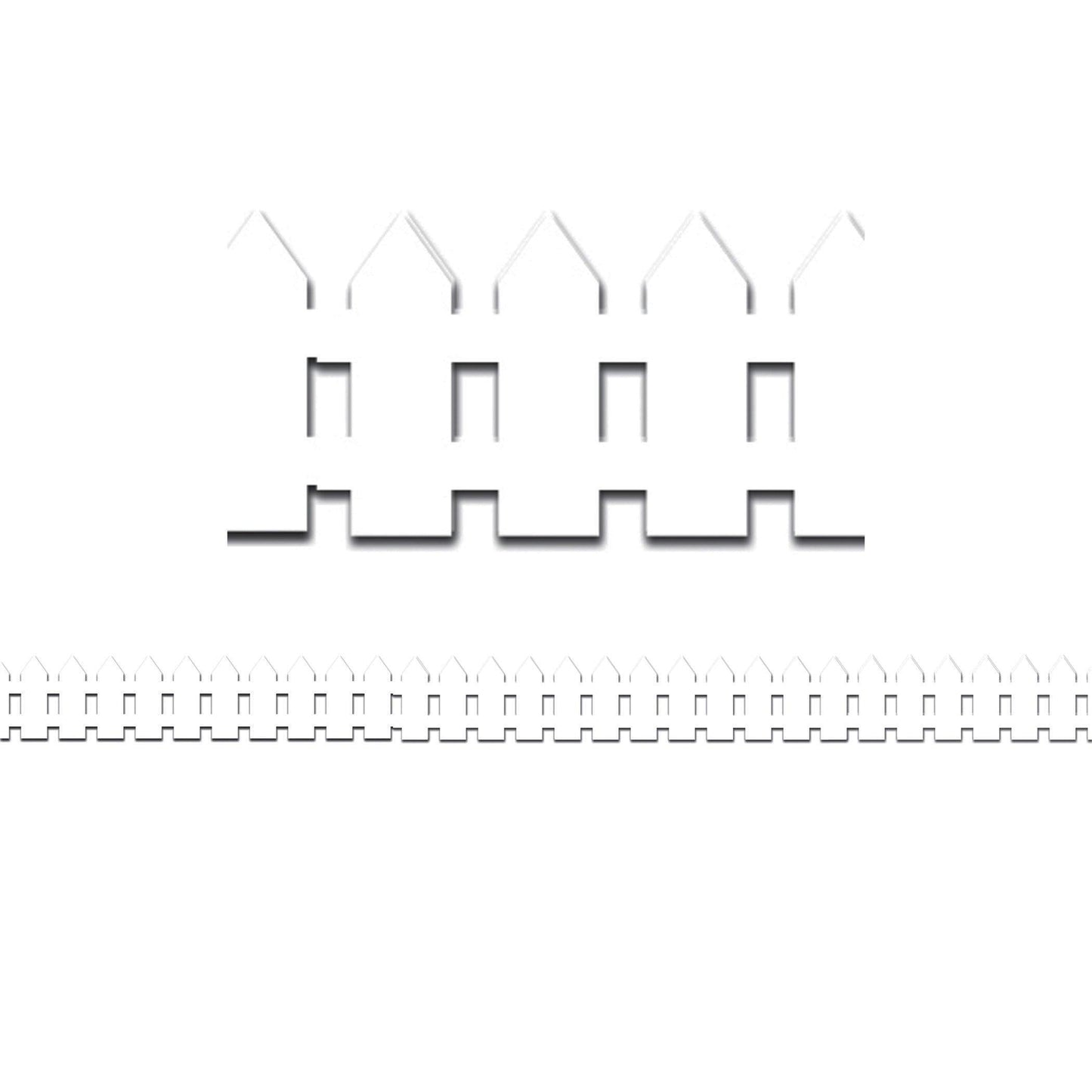 White Fence Border, 12 Strips/36 Feet Per Pack, 6 Packs - Loomini