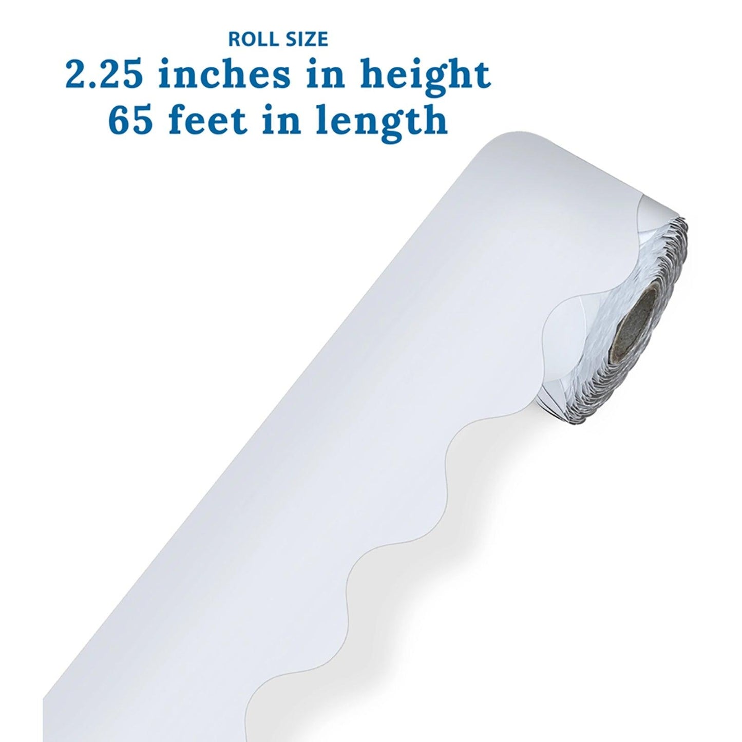 White Rolled Scalloped Border, 65 Feet Per Roll, Pack of 3 - Loomini