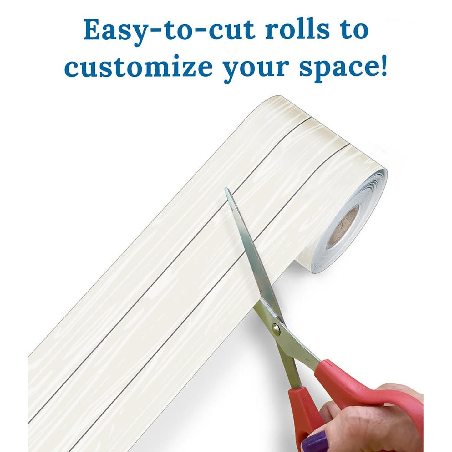 White Wood Grain Rolled Straight Borders, 65 Feet Per Roll, Pack of 3 - Loomini