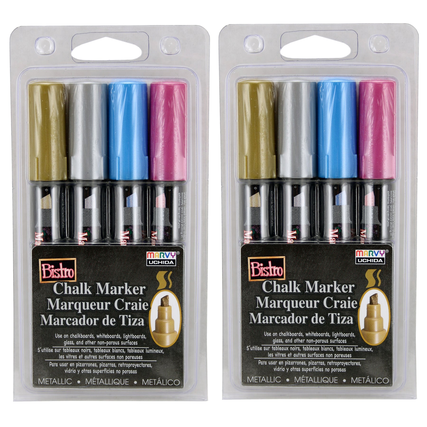 Bistro Chalk Markers, Chisel Tip, Silver, Gold, Blue, Red, 4 Per Pack, –  Loomini