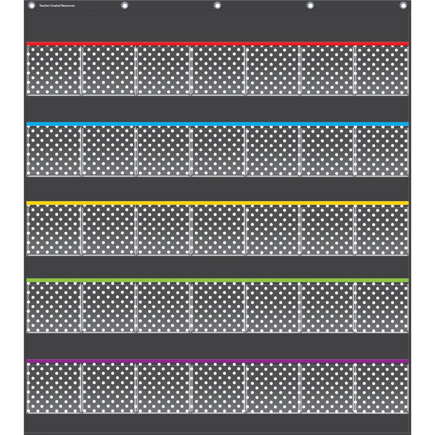 Black Polka Dots Storage Pocket Chart - Loomini
