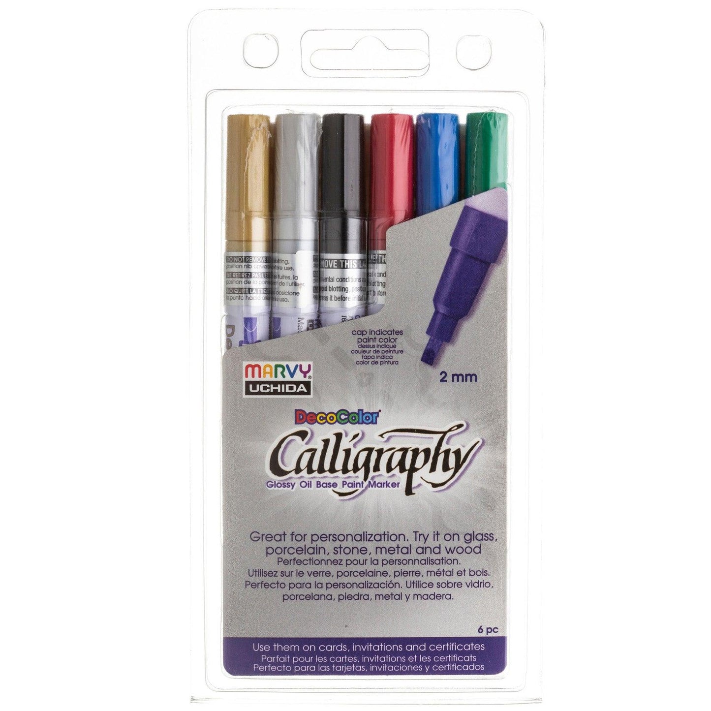 Calligraphy Paint Marker Set, 6 Colors - Loomini