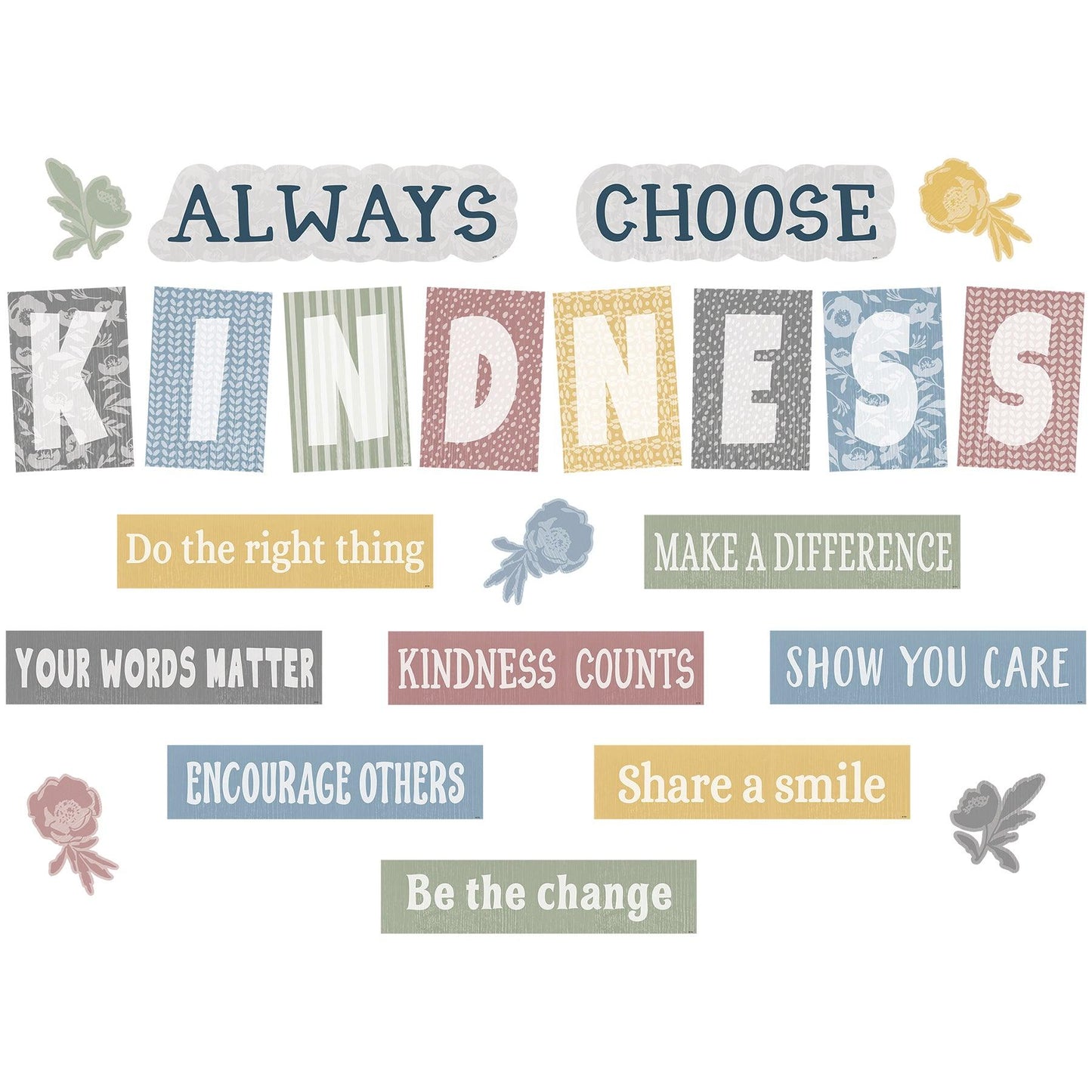 Classroom Cottage Always Choose Kindness Bulletin Board Set, 23 Pieces - Loomini