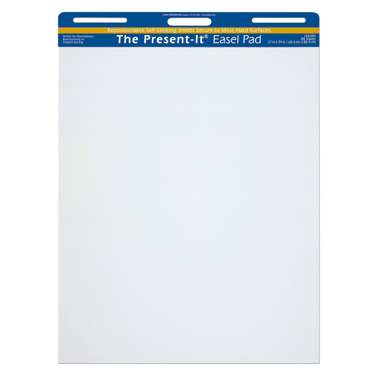 Easel Pad, Self-Adhesive, White, Unruled 27" x 34", 25 Sheets - Loomini