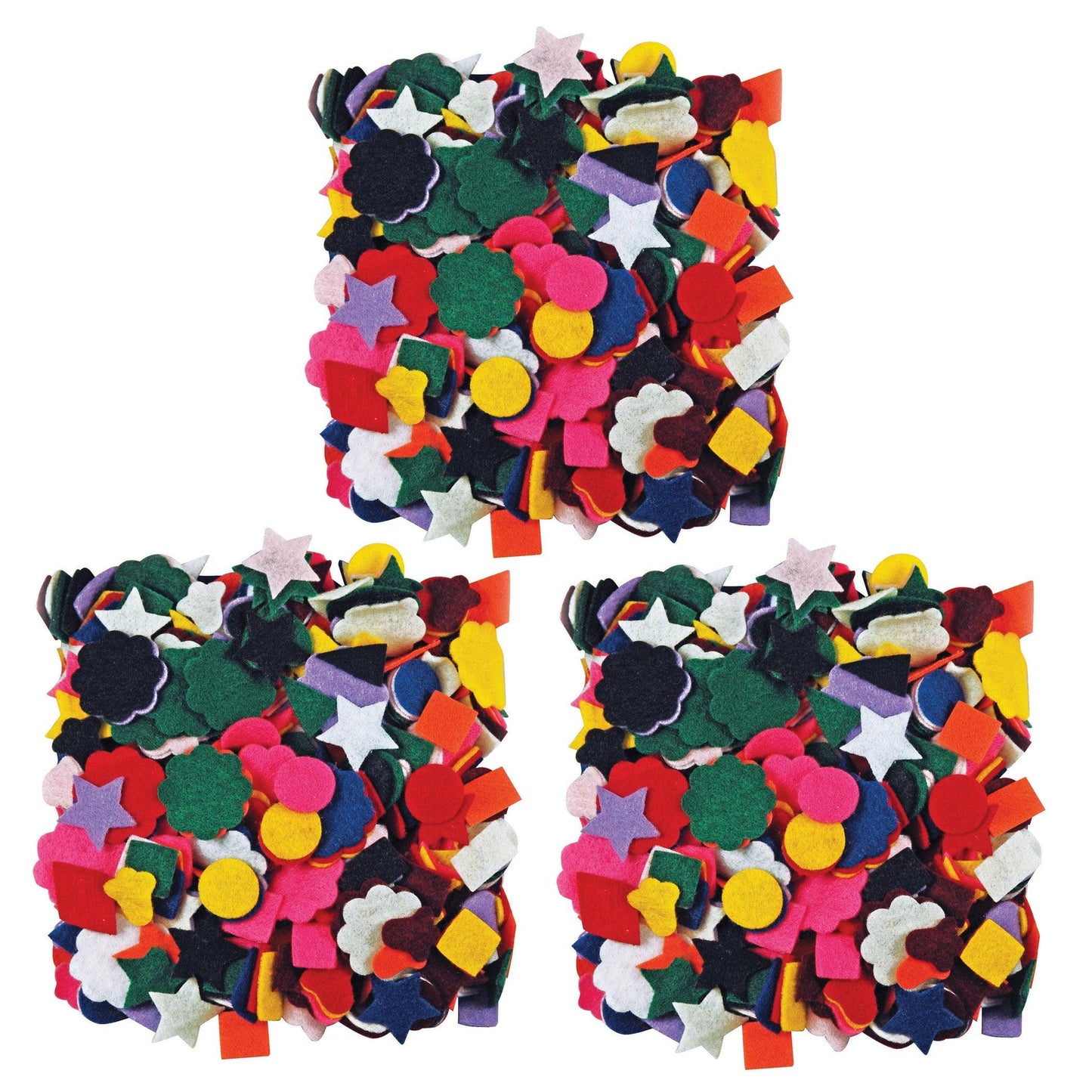 Felt Shapes, 500 Per Pack, 3 Packs - Loomini