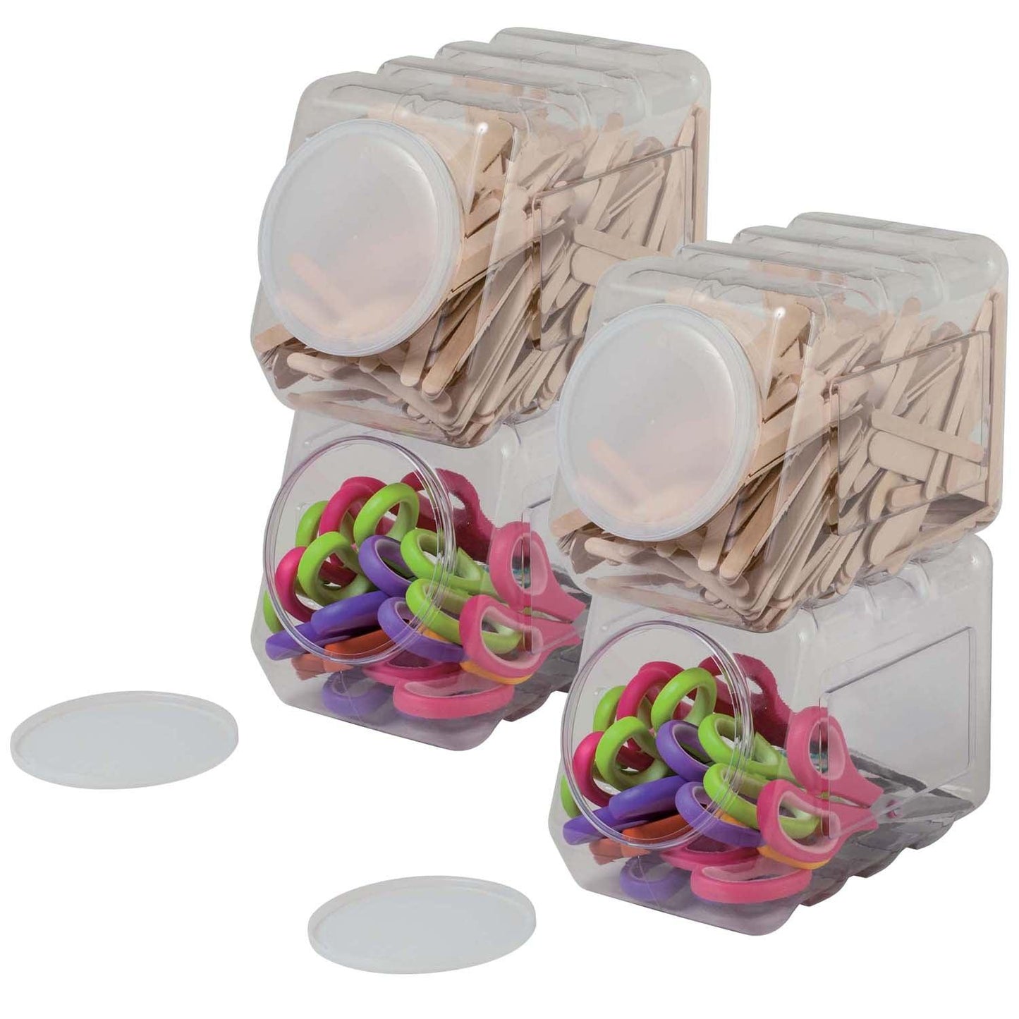 Interlocking Storage Container With Lid, Clear, 5-1/2" x 9-1/2" x 6-3/4", Pack of 2 - Loomini