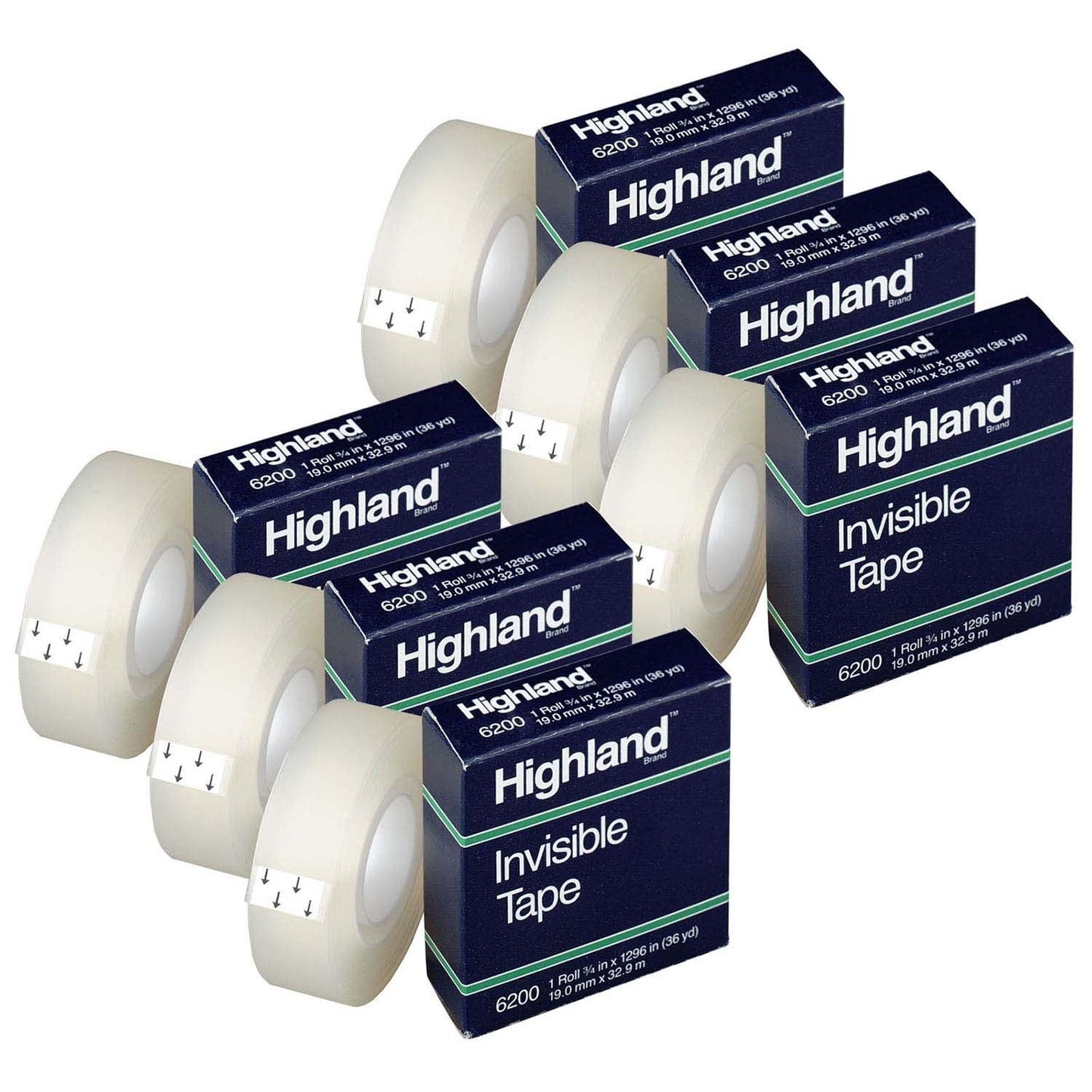 Invisible Tape, 3/4" x 1296", 6 Rolls - Loomini