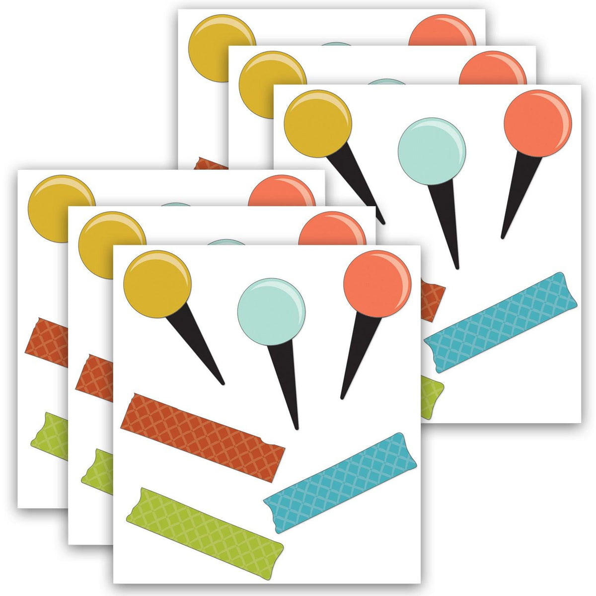 Let's Explore Pins & Tape Mini Cut-Outs, 60 Per Pack, 6 Packs - Loomini