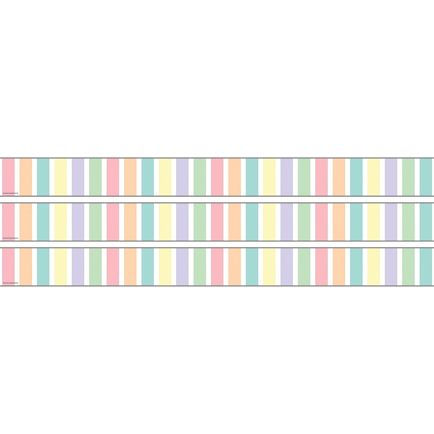 Pastel Pop Stripes Straight Rolled Border Trim, 50 Feet, 3 Rolls - Loomini
