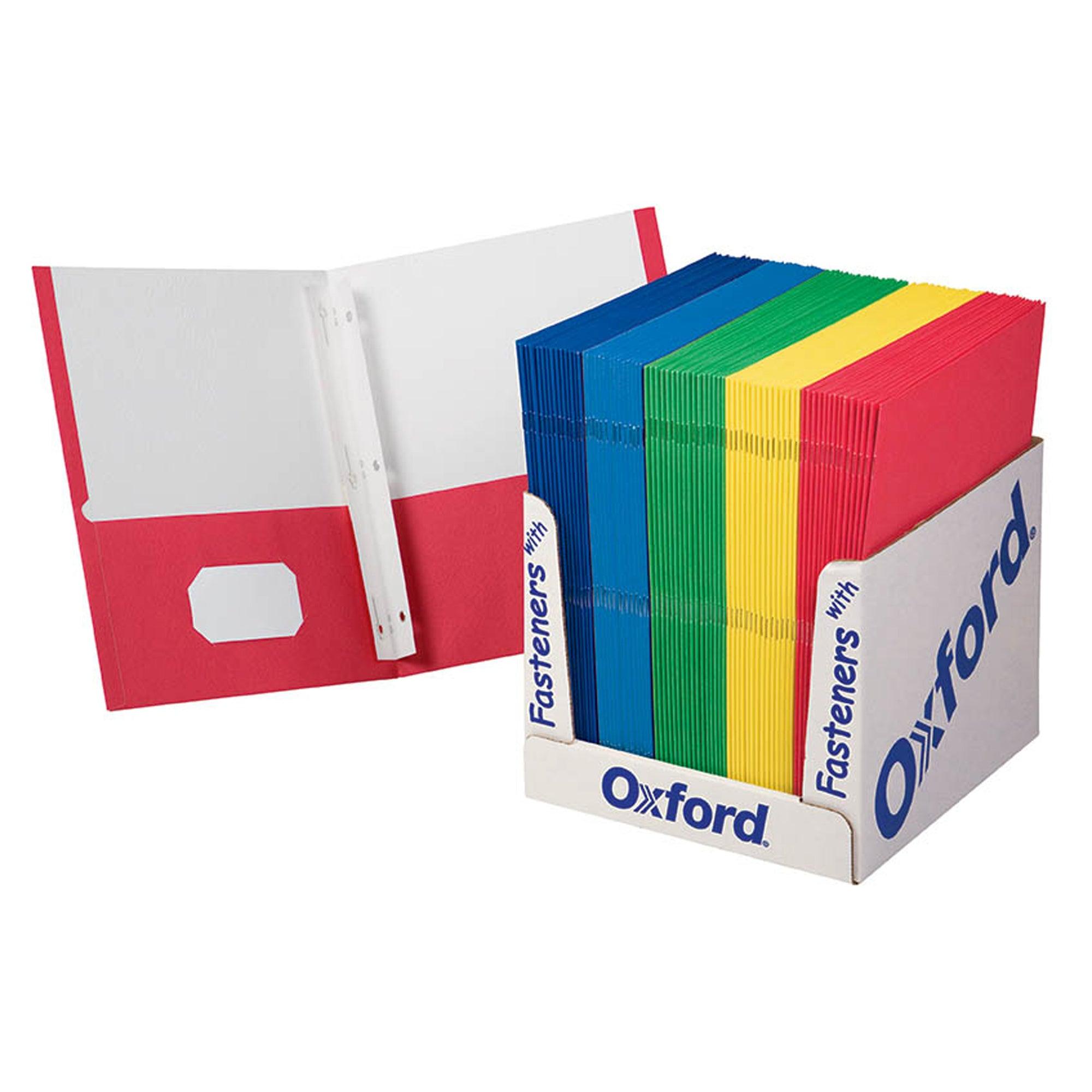 School Grade Twin Pocket Folder with Fasteners, Pack of 100 - Loomini