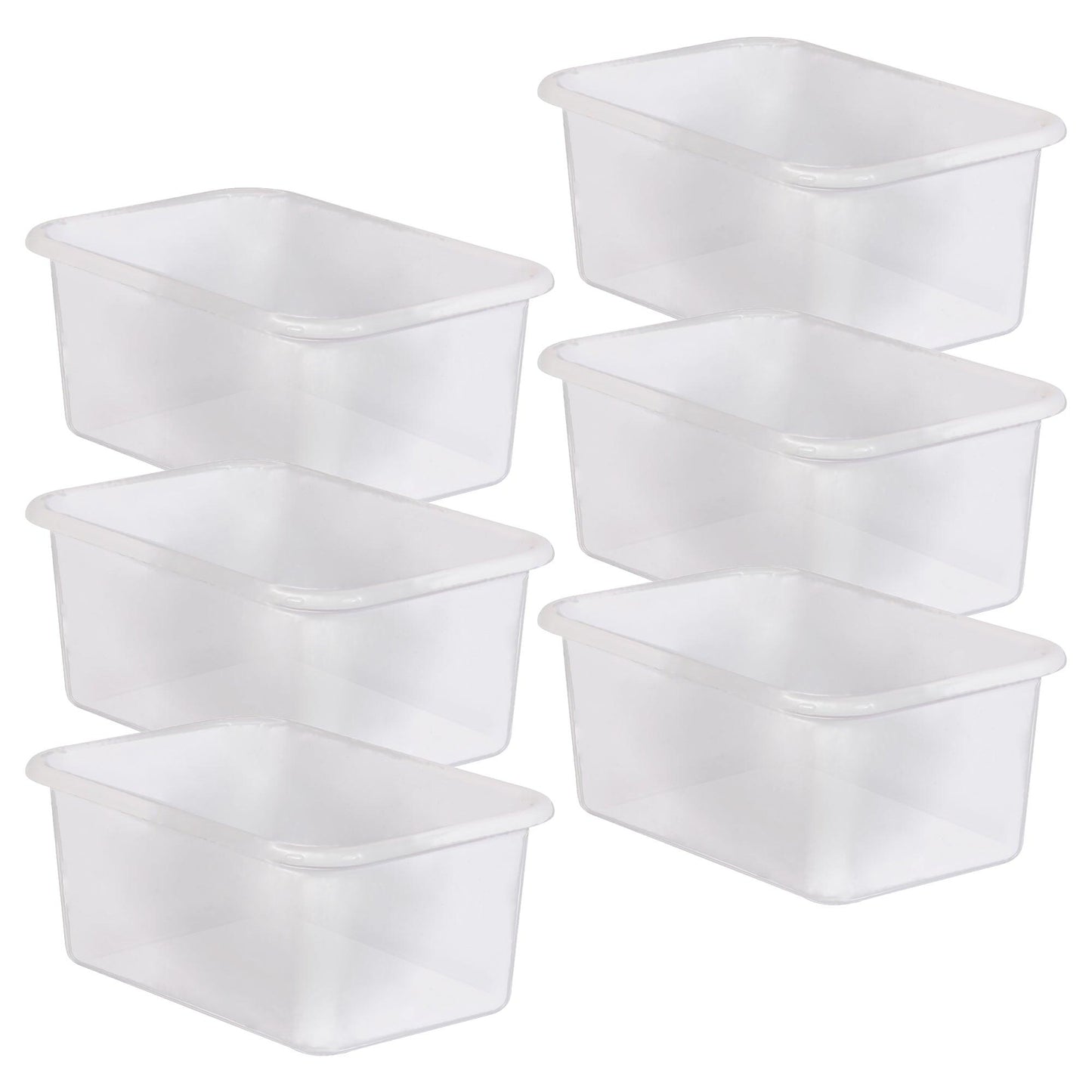 Small Plastic Storage Bin, Clear, Pack of 6 - Loomini