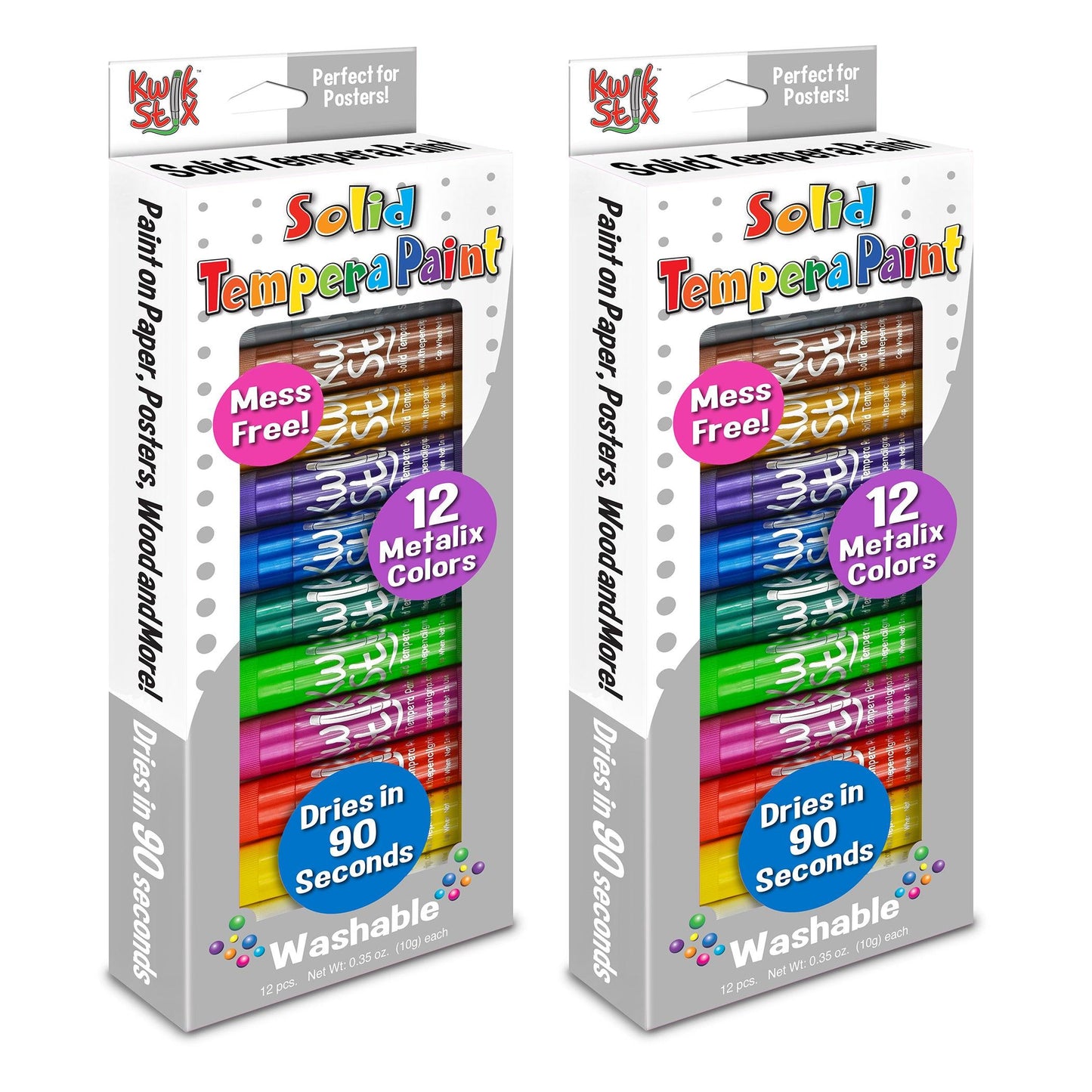 Solid Tempera Paint Metalix, 12 Per Pack, 2 Packs - Loomini