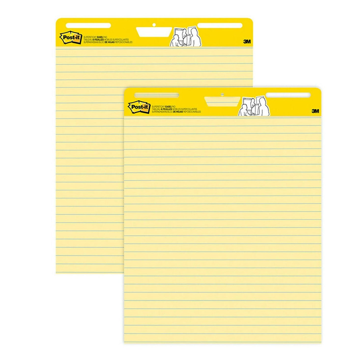 Super Sticky Easel Pads, 25" x 30", Yellow, 2 Pads - Loomini