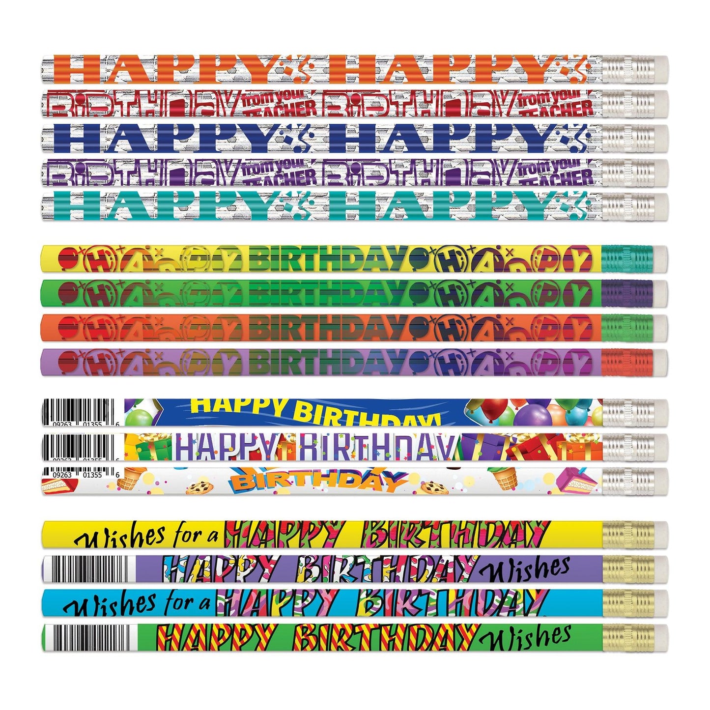 Teacher Birthday Pencils Assortment, Pack of 144 - Loomini