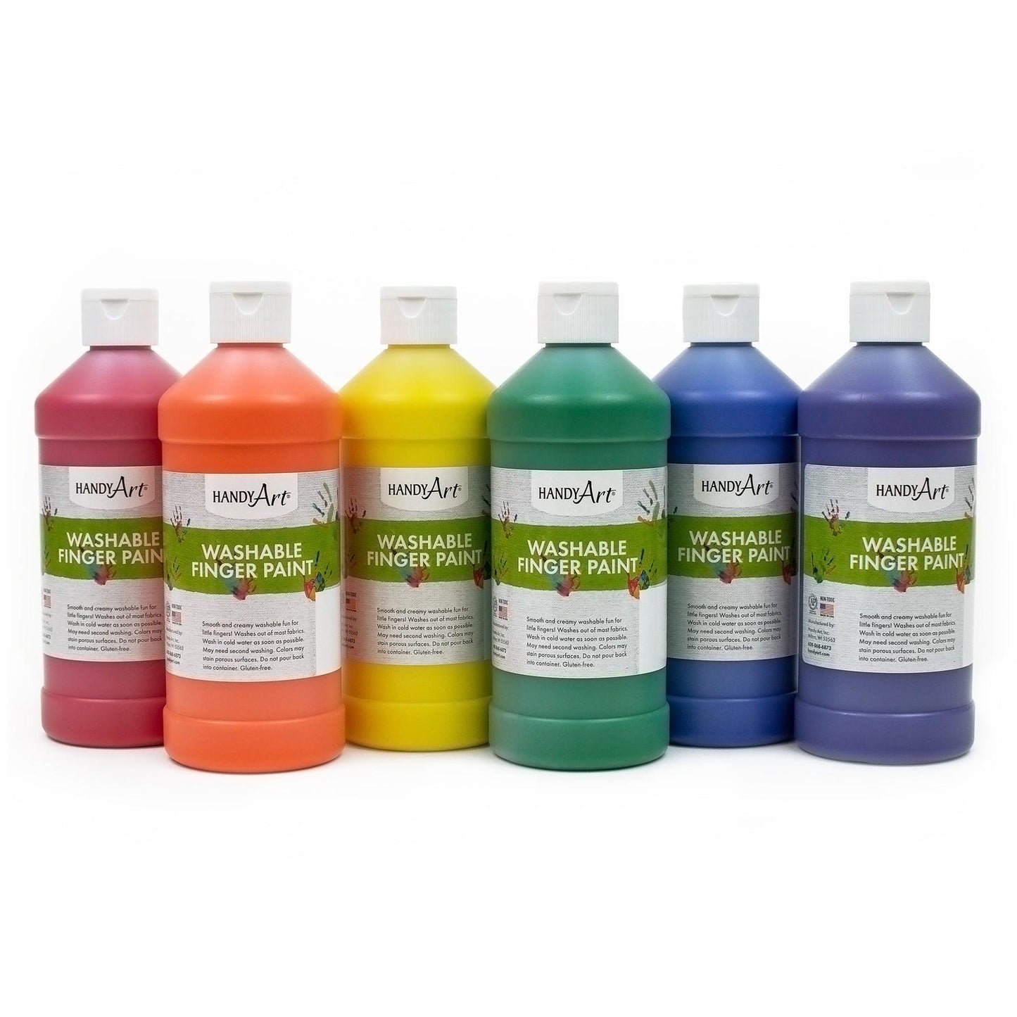 Washable Finger Paint - Pint Primary Set of 6 - Loomini