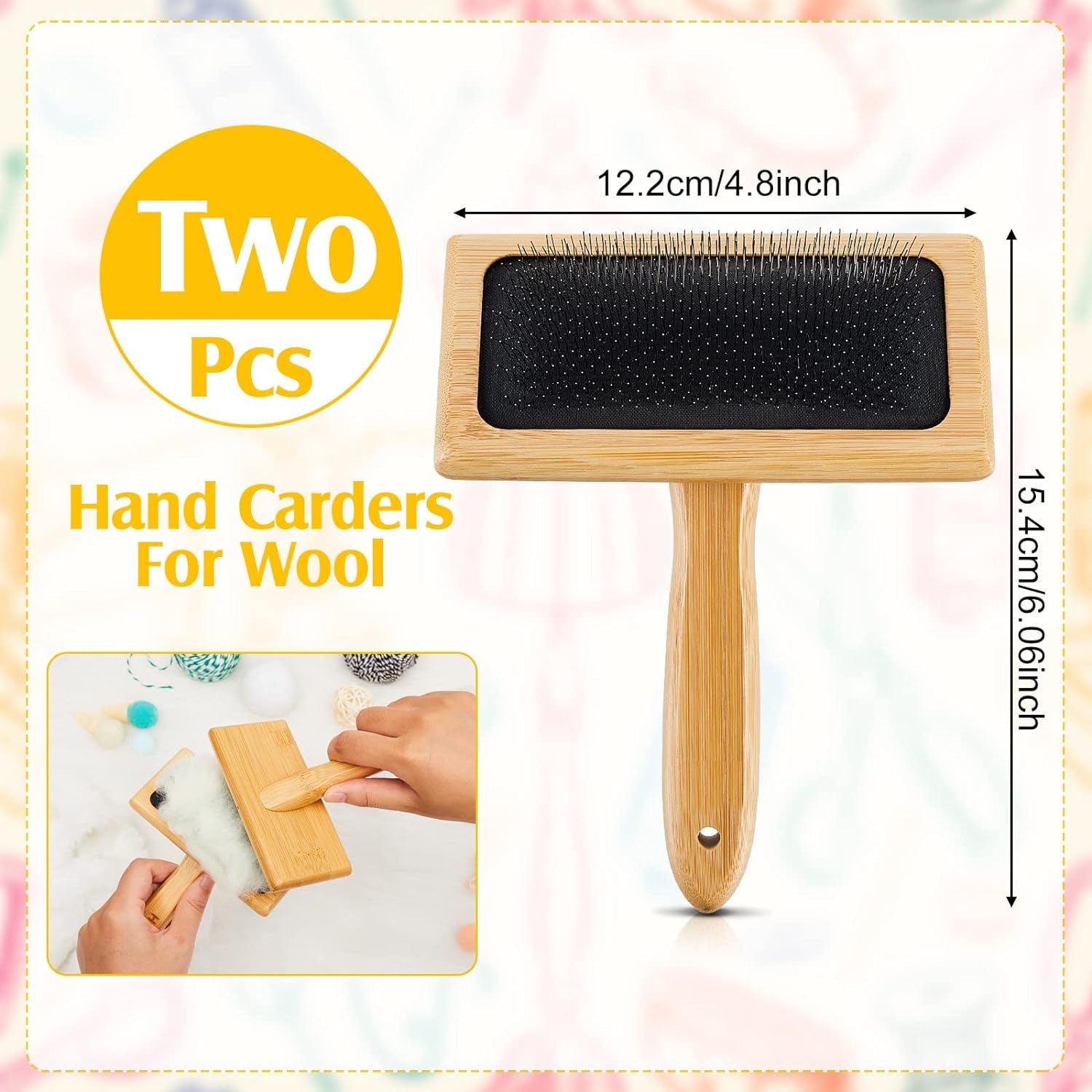 2 Pcs Wool Carders, Hand Carders for Wool Needle Felting Brush Wooden Wool Carders Needle Felting Wool Carding Brushes Needle Felting Tools for Needle Felting Craft Felt Project (Black,Medium)