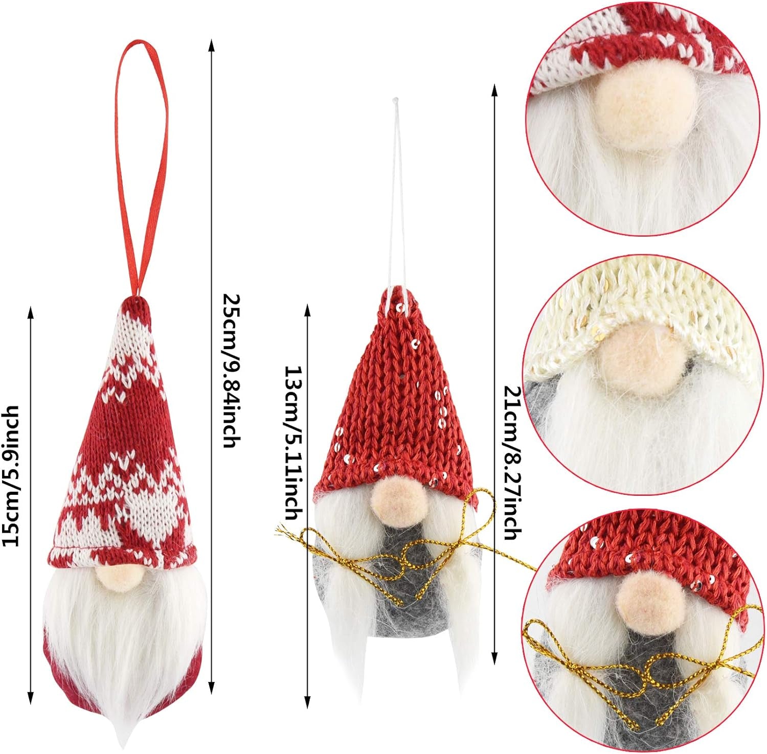 8 Pack Christmas Gnomes Ornaments, Swedish Handmade Plush Gnomes Santa Elf Table Ornaments, Hanging Christmas Tree Decorations Home Decor