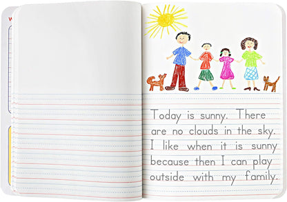 Primary Journal Kindergarten Writing Tablet 6 Pack of Primary Composition Notebook Colors May Vary for Grades K- 2, 100 Sheets (200 Pages) Creative Story Notebooks for Kids 9 3/4 in by 7 1/2 In.