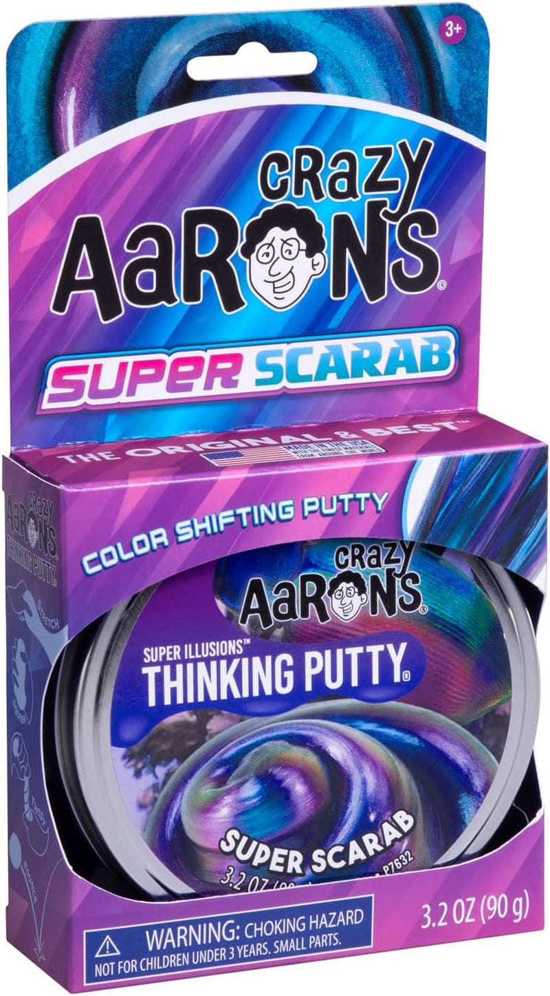 Thinking Putty 4" Tin - Super Illusions Super Scarab - Multi-Color Putty, Soft Texture - Never Dries Out