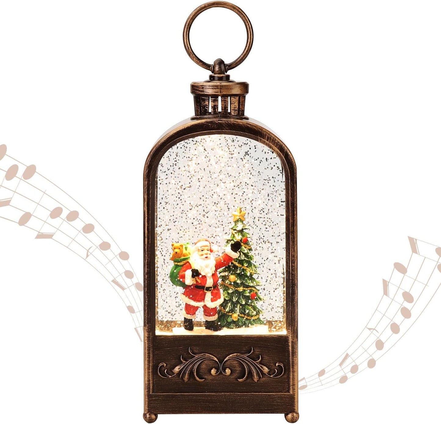 Christmas Musical Snow Globe Christmas Lantern Christmas Snow Globes,Snow Globe USB & Battery Powered Singing Glitter Lantern Christmas Home Decoration,Christmas Decorations Gifts (Santa Claus)