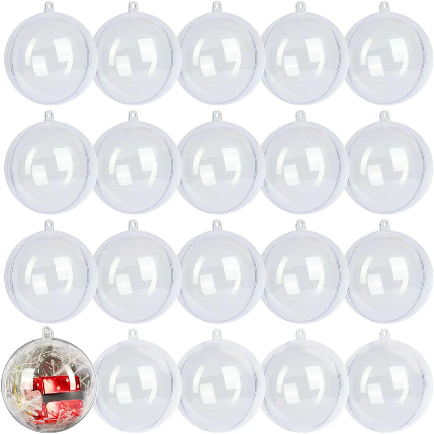 20 Pack Clear Plastic Fillable Ornament Ball 3.93''/100Mm for Christmas,Holiday, Wedding,Party,Home Décor