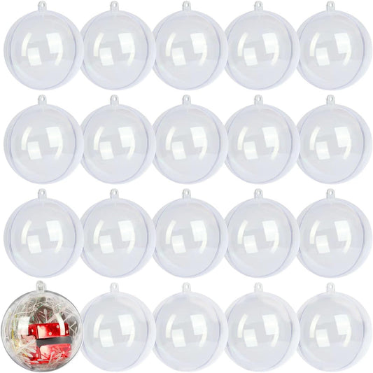 20 Pack Clear Plastic Fillable Ornament Ball 3.93''/100Mm for Christmas,Holiday, Wedding,Party,Home Décor