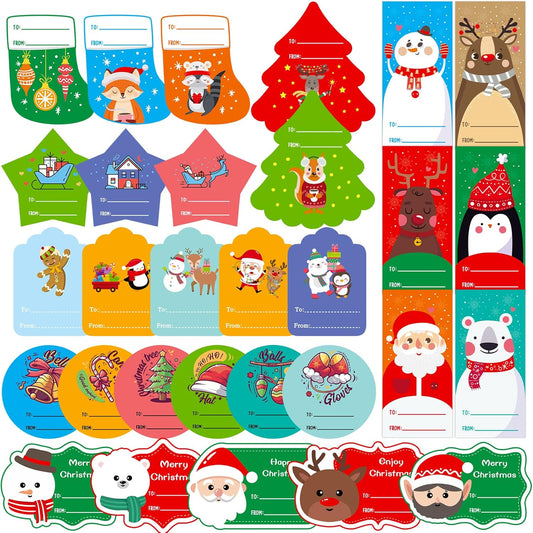 Gift Tags Self Adhesive 236 PCS Christmas Labels for Gifts Christmas Santa Claus Stickers Christmas Tag Christmas Santa Claus Stickers Christmas Festival Birthday Holiday Decor